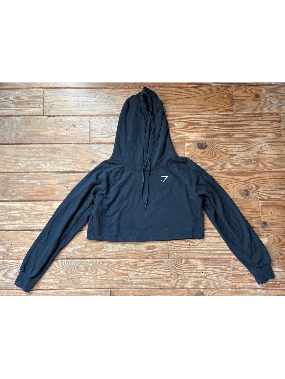 Gymshark Women's Black Cropped Hoodie Size Large Cotton Blend